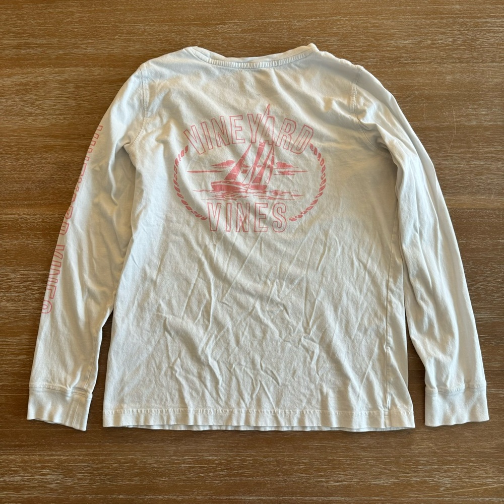 Vineyard Vines White and Pink Long Sleeve Shirt